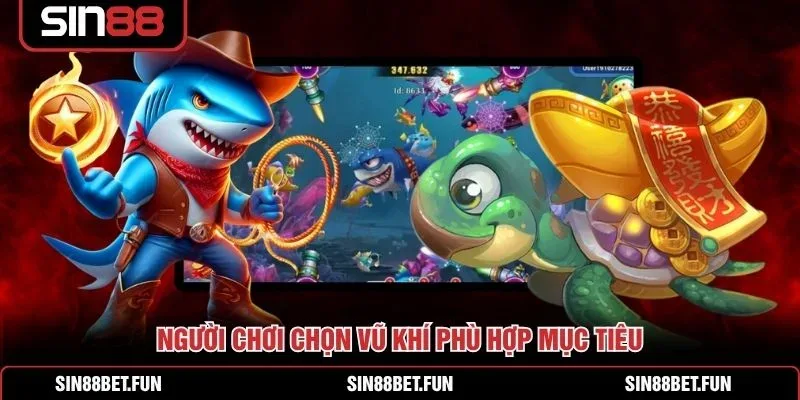 Các loại vũ khí trong phòng bắn cá gồm súng đơn, đạn xuyên và pháo diện rộng