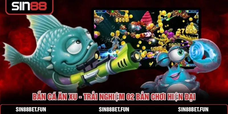 Giao diện Bắn Cá Ăn Xu SIN88 với đàn cá và hiệu ứng đại dương sống động