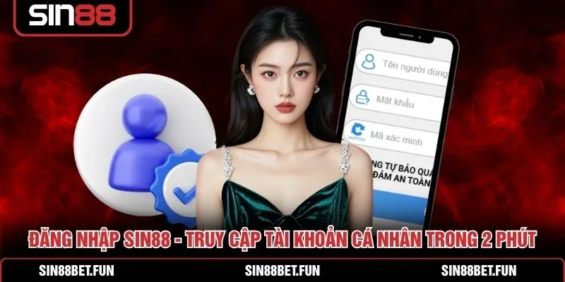 Giao diện Đăng Nhập SIN88 với ô tên đăng nhập và mật khẩu trên điện thoại