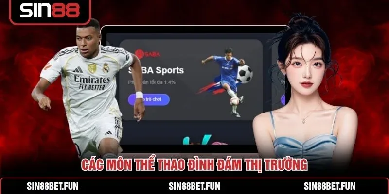 Giao diện sảnh SBOBET SIN88 với bảng kèo thể thao cập nhật liên tục